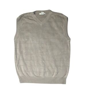 VaBene Men's Vintage Tan Square Sweater Vest Size Large